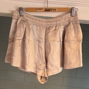 Club Monaco Beige High-Waist Pleated Shorts